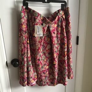 LuLaRoe Pink and Green Floral Skater Skirt